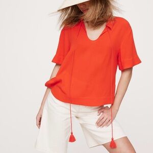 BR Gauze Tassle-Tie Popover Shirt